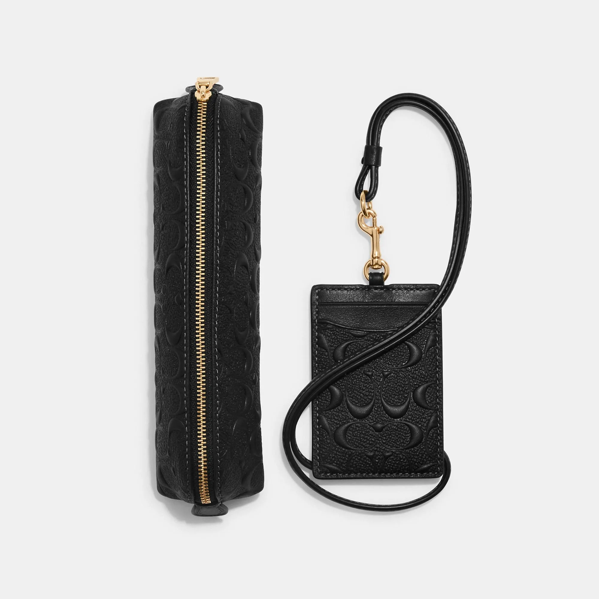 Coach Outlet Boxed Pencil Case And Id Lanyard Set In Signature Leather