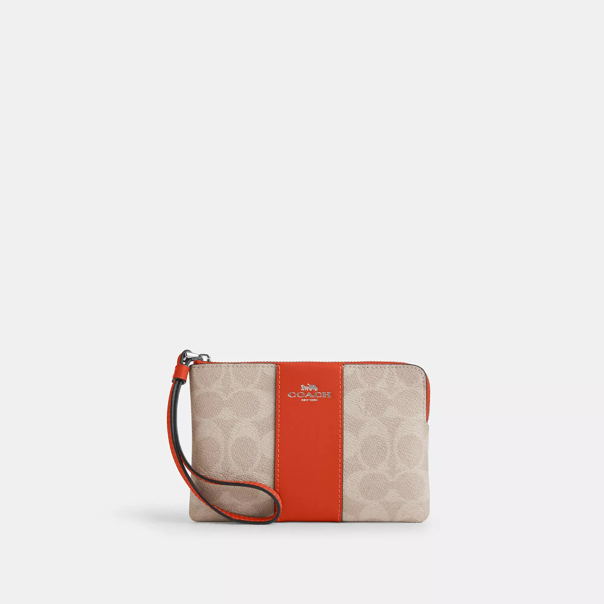 Coach Outlet Corner Zip Wristlet In Signature Canvas With Stripe