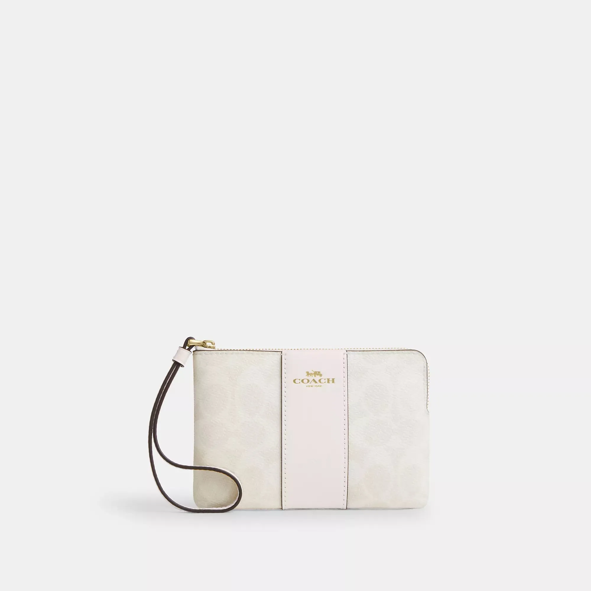 Coach Outlet Corner Zip Wristlet In Signature Canvas With Stripe