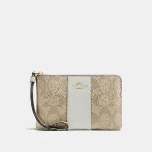 Coach Outlet Corner Zip Wristlet In Signature Canvas