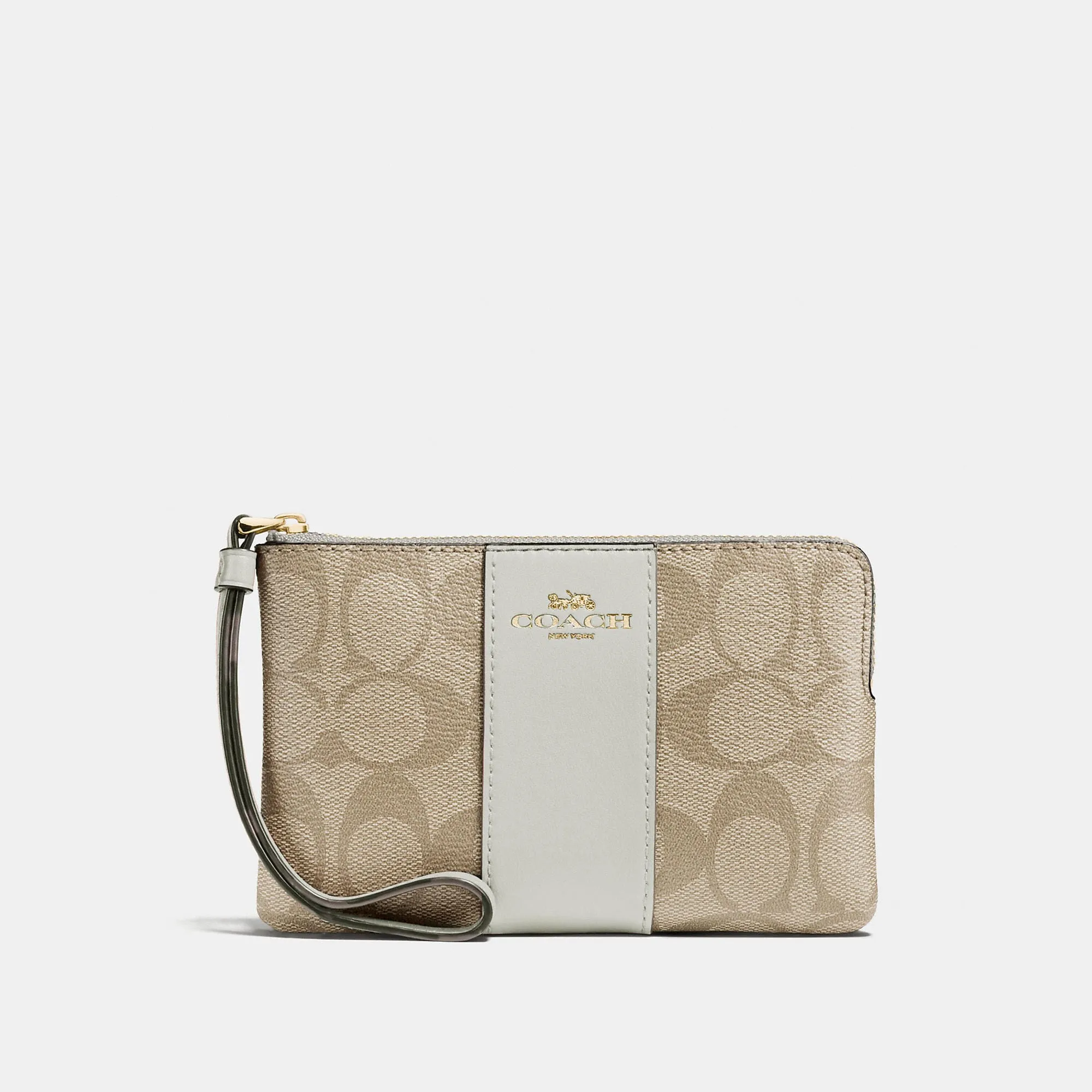 Coach Outlet Corner Zip Wristlet In Signature Canvas