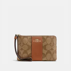 Coach Outlet Corner Zip Wristlet In Signature Canvas
