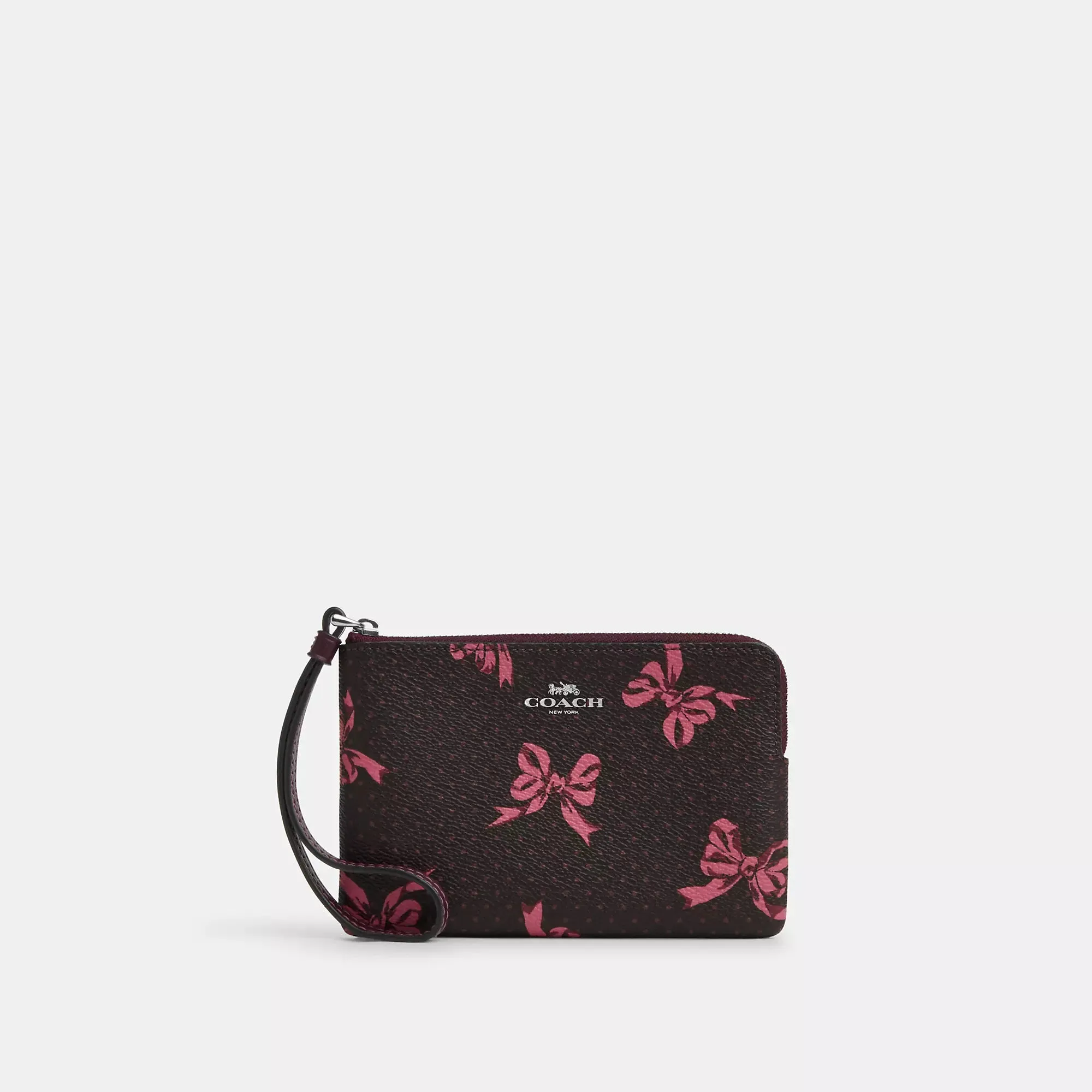 Coach Outlet Corner Zip Wristlet With Bow Print