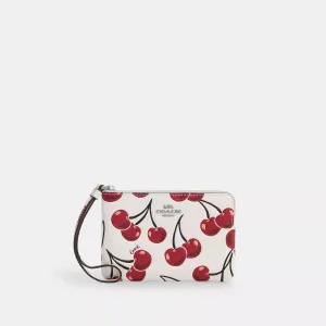 Coach Outlet Corner Zip Wristlet With Cherry Print