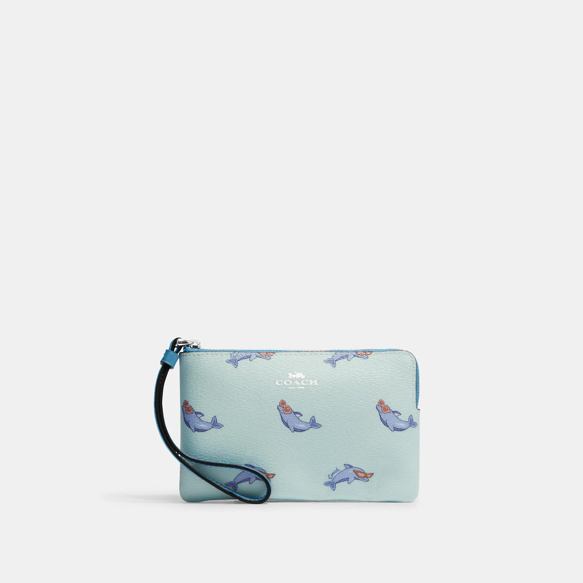 Coach Outlet Corner Zip Wristlet With Dolphin Print