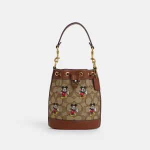 Coach Outlet Disney X Coach Mini Dempsey Bucket Bag In Signature Jacquard With Mickey Mouse Print