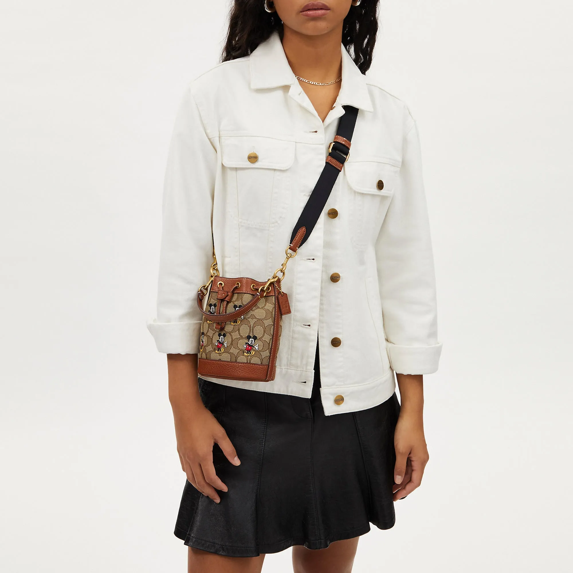 Coach Outlet Disney X Coach Mini Dempsey Bucket Bag In Signature Jacquard With Mickey Mouse Print