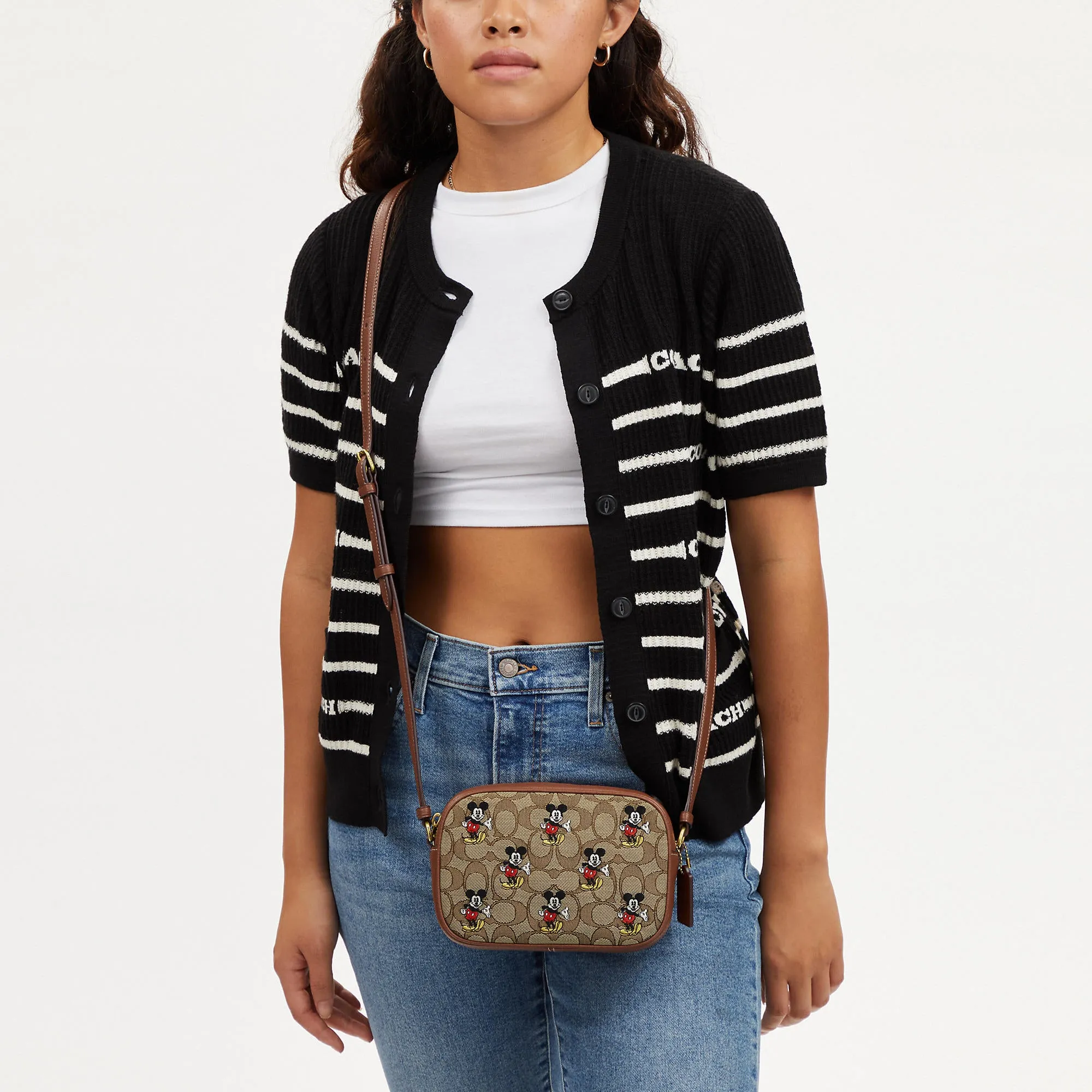 Coach Outlet Disney X Coach Mini Jamie Camera Bag In Signature Jacquard With Mickey Mouse Print