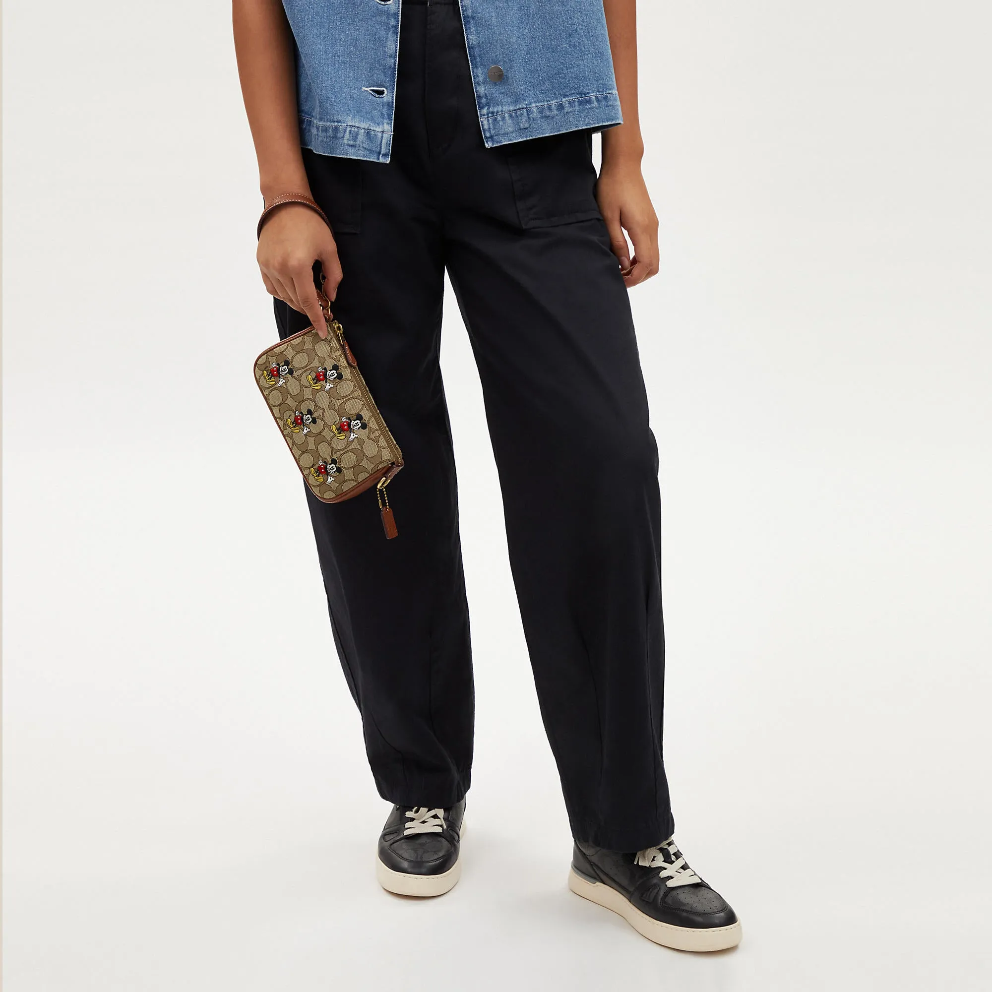 Coach Outlet Disney X Coach Nolita 19 In Signature Jacquard With Mickey Mouse Print