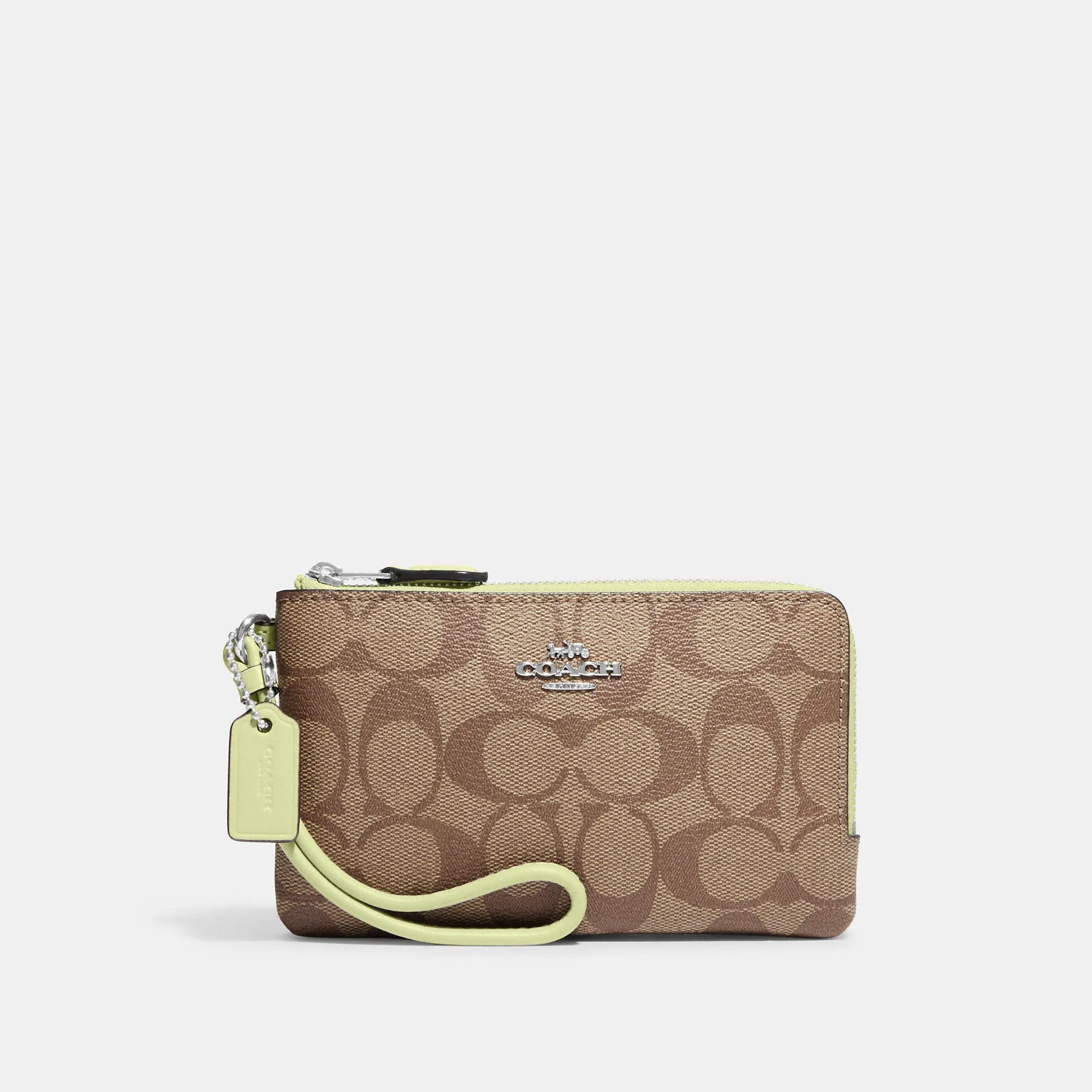 Coach Outlet Double Corner Zip Wristlet In Signature Canvas