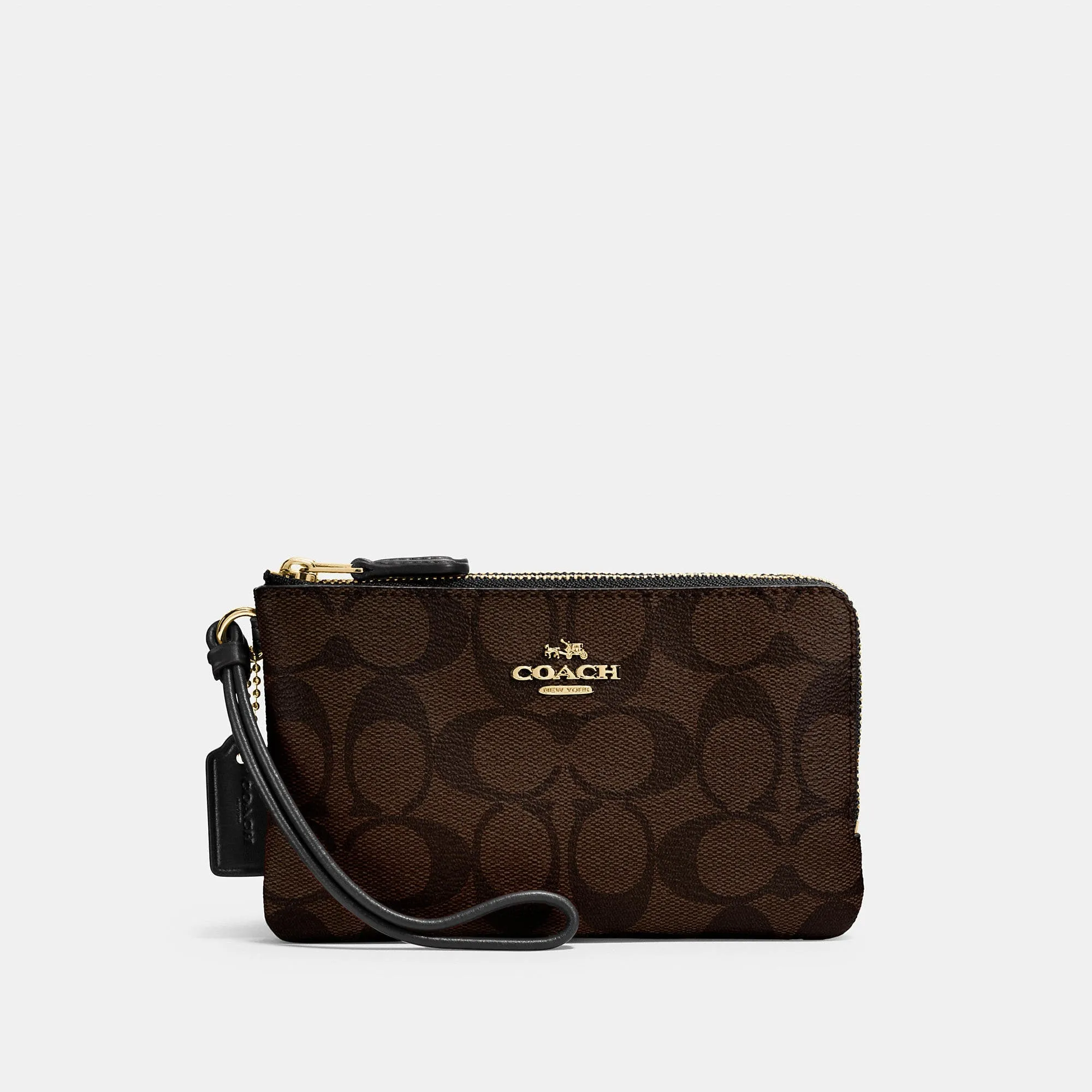 Coach Outlet Double Corner Zip Wristlet In Signature Canvas