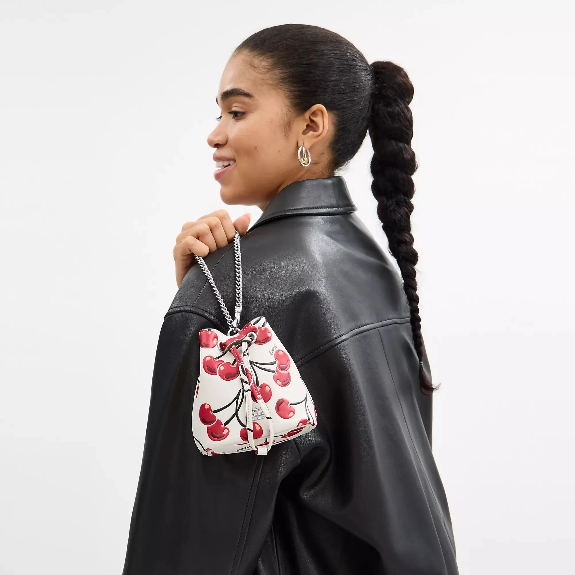 Coach Outlet Drawstring Wristlet With Cherry Print