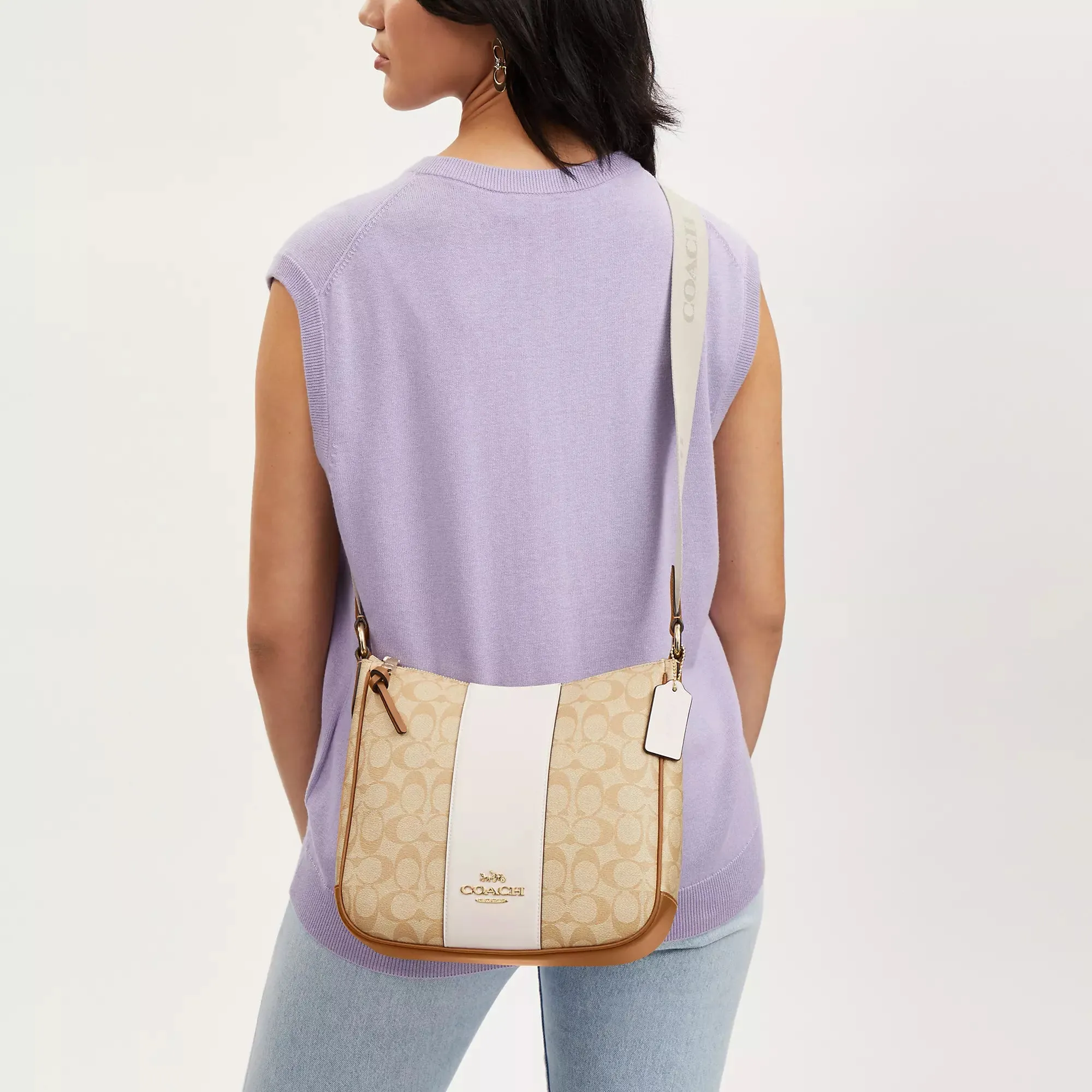Coach Outlet Ellie File Bag In Signature Canvas With Stripe