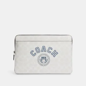 Coach Outlet Laptop Sleeve In Signature Canvas With Coach Varsity
