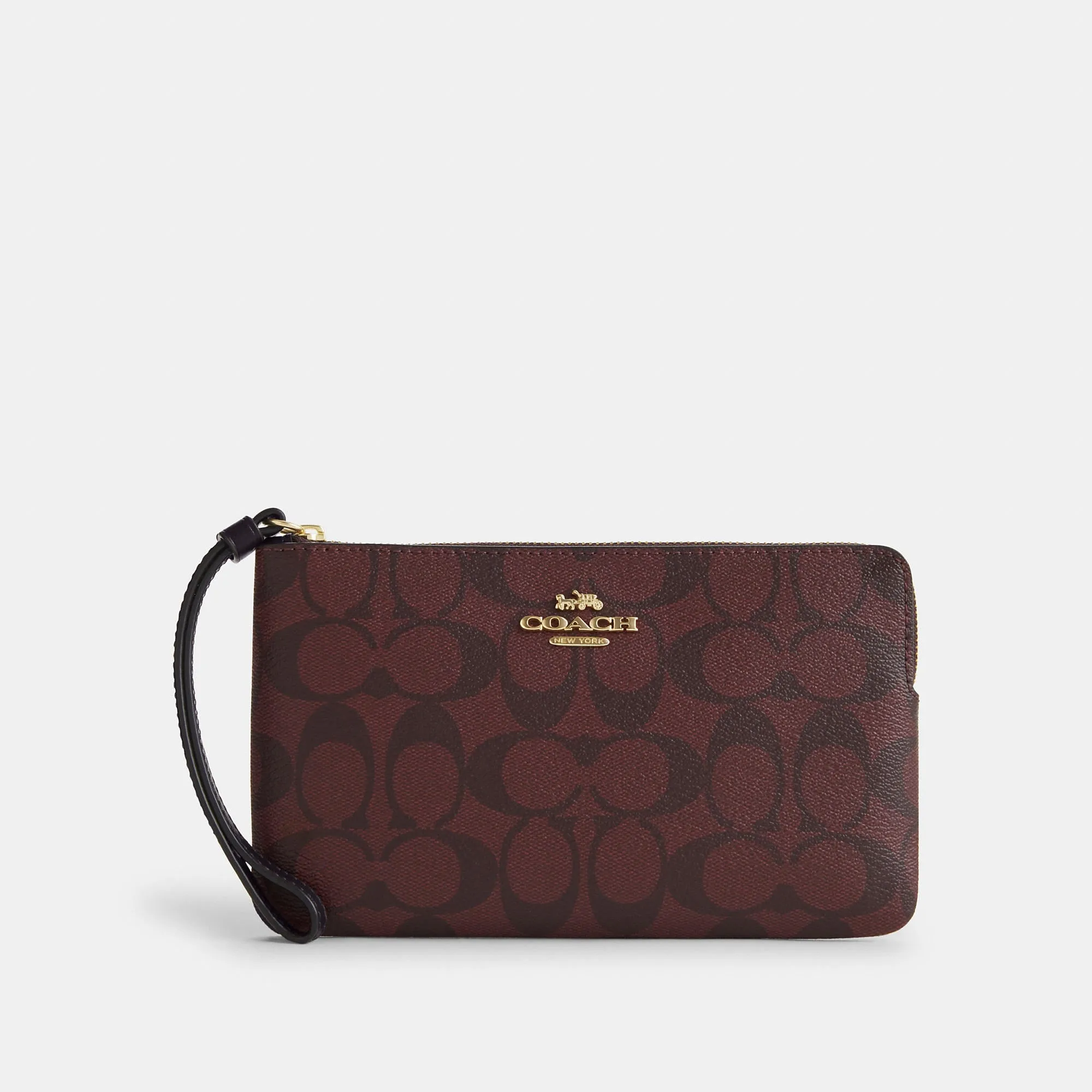 Coach Outlet Large Corner Zip Wristlet In Signature Canvas