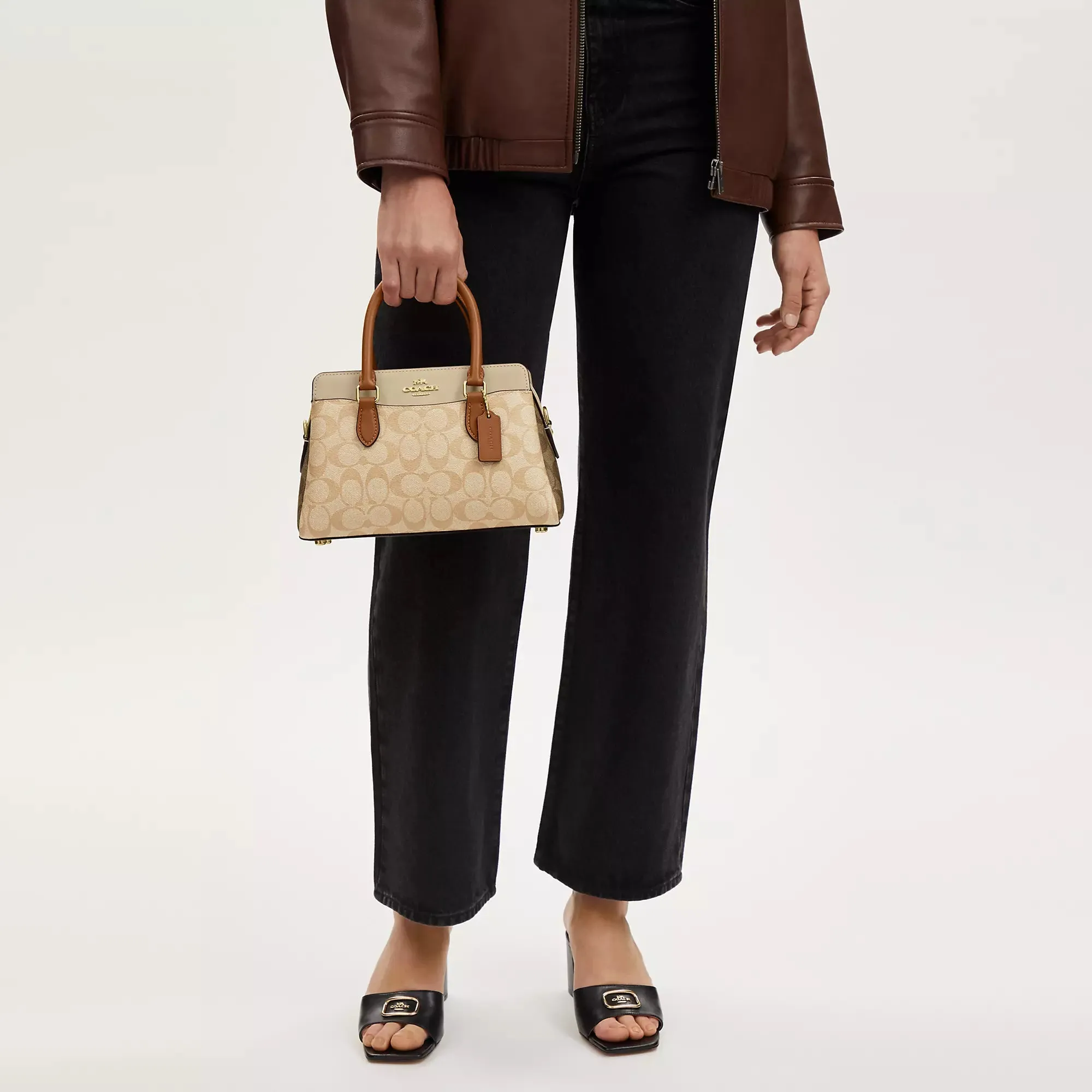 Coach Outlet Mini Darcie Carryall In Blocked Signature Canvas
