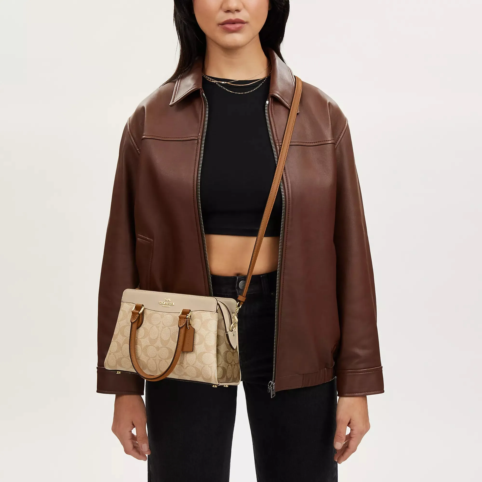 Coach Outlet Mini Darcie Carryall In Blocked Signature Canvas