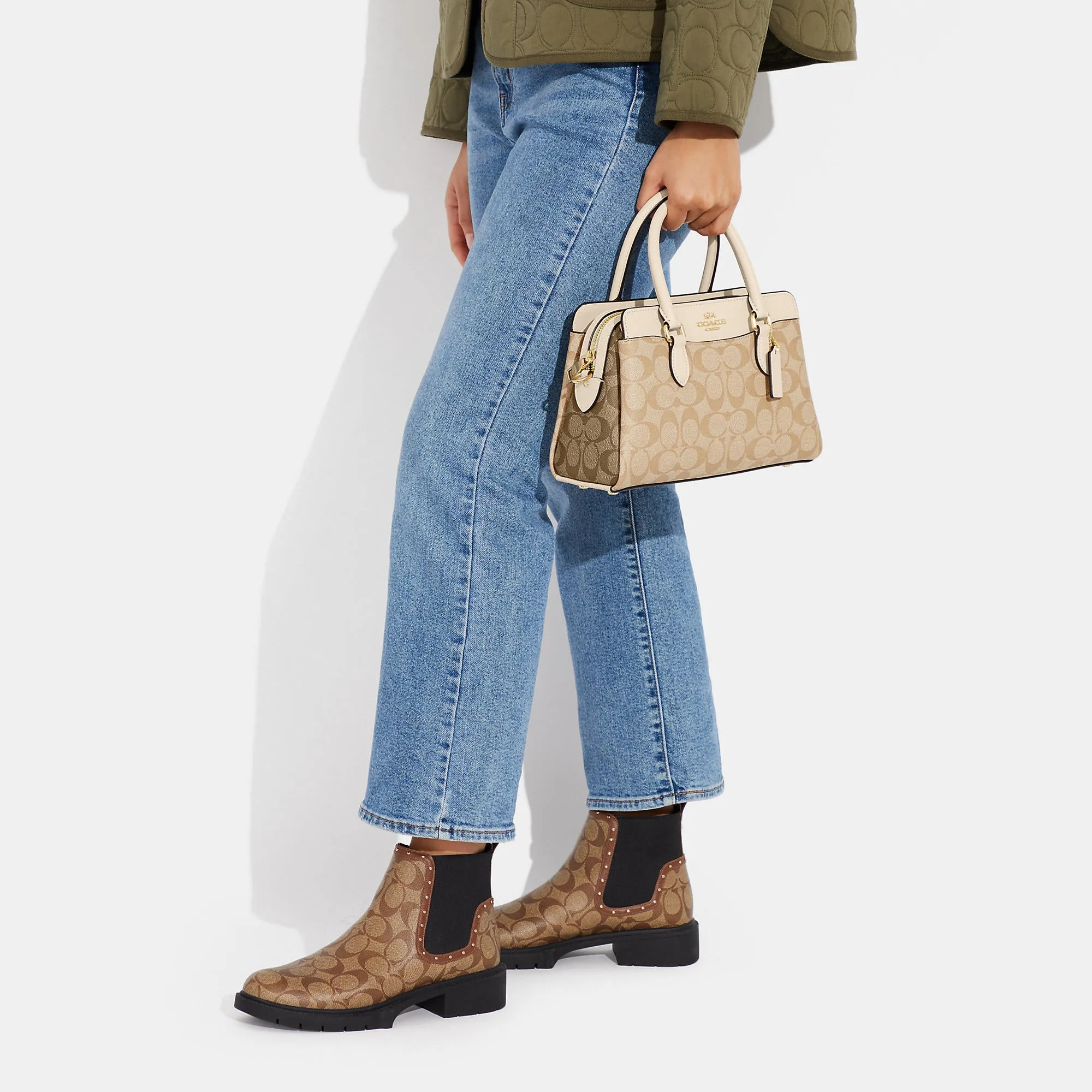 Coach Outlet Mini Darcie Carryall In Blocked Signature Canvas