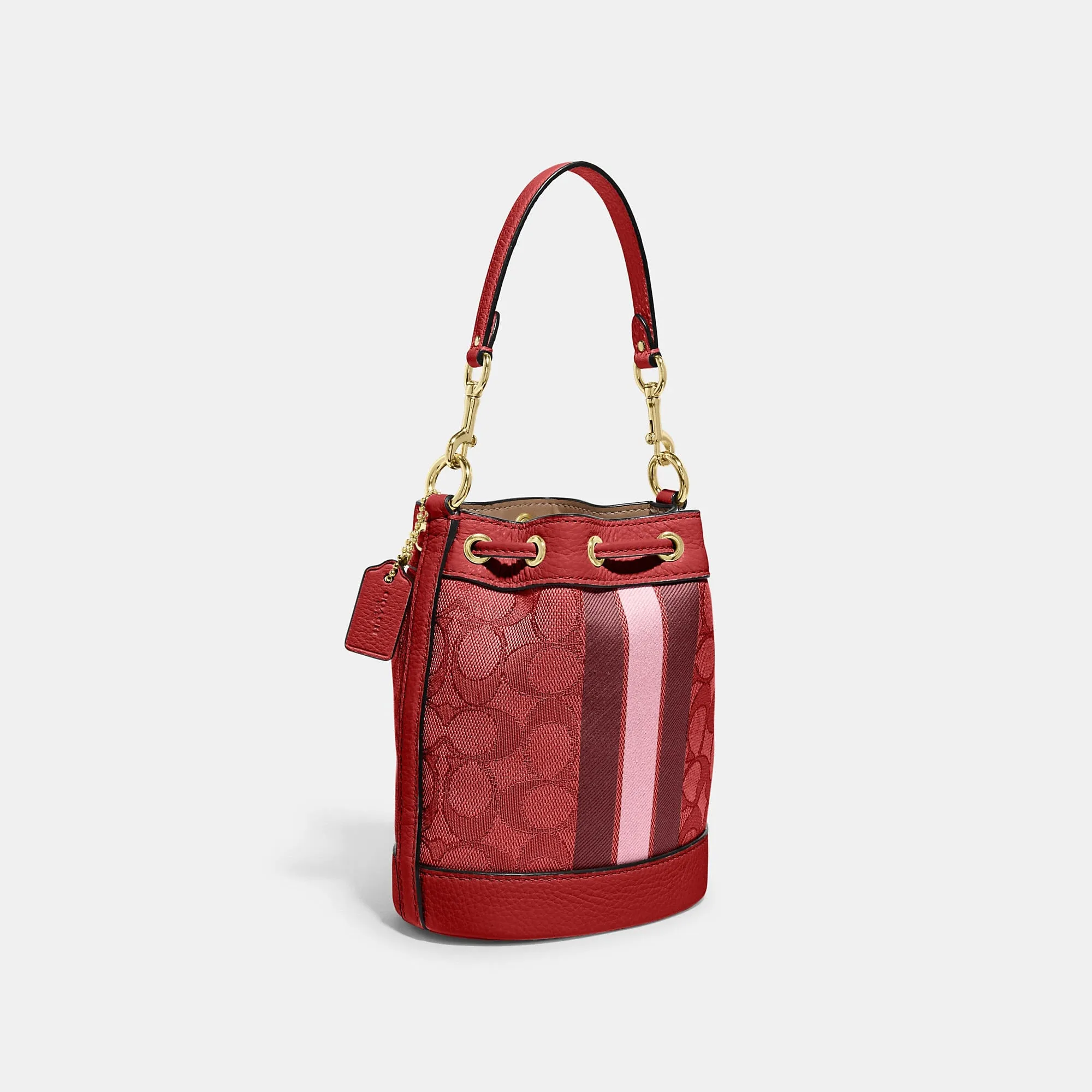 Coach Outlet Mini Dempsey Bucket Bag In Signature Jacquard With Stripe And Coach Patch