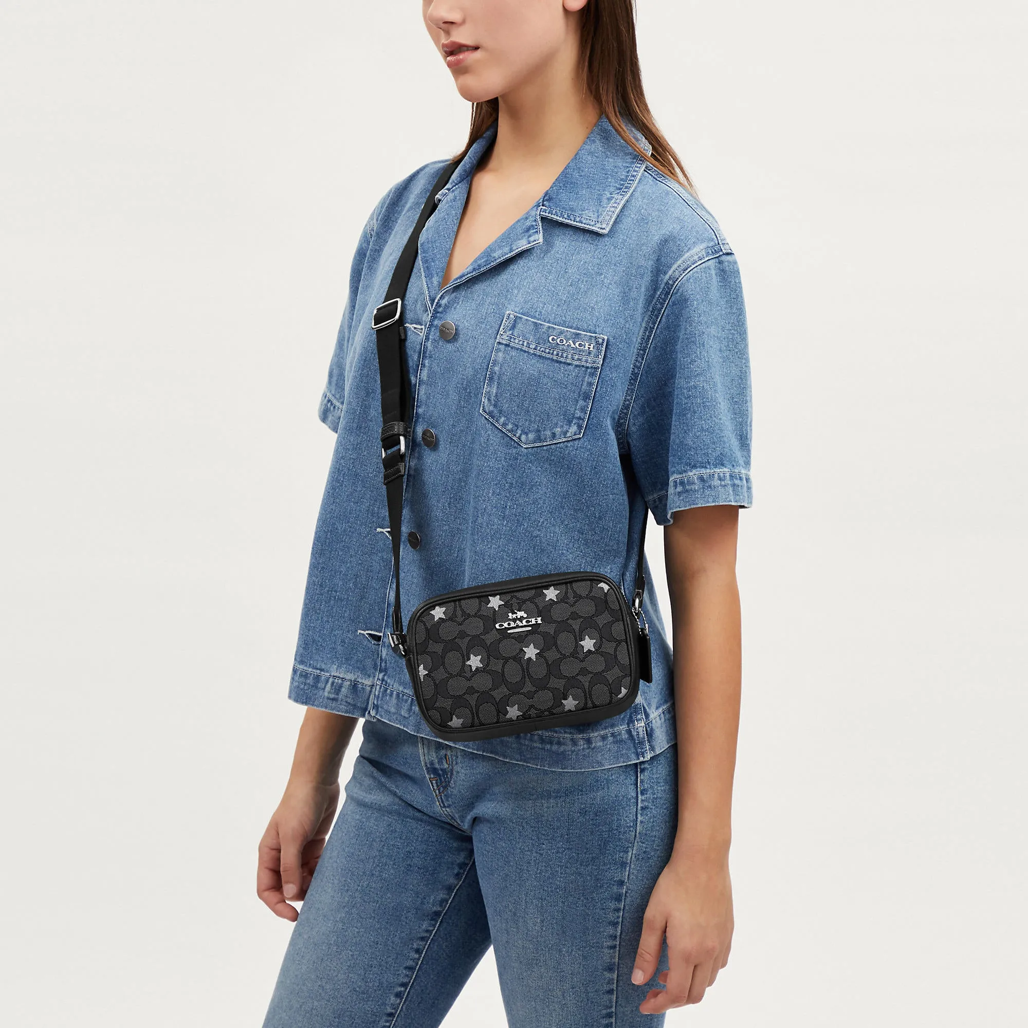 Coach Outlet Mini Jamie Camera Bag In Signature Jacquard With Star Embroidery