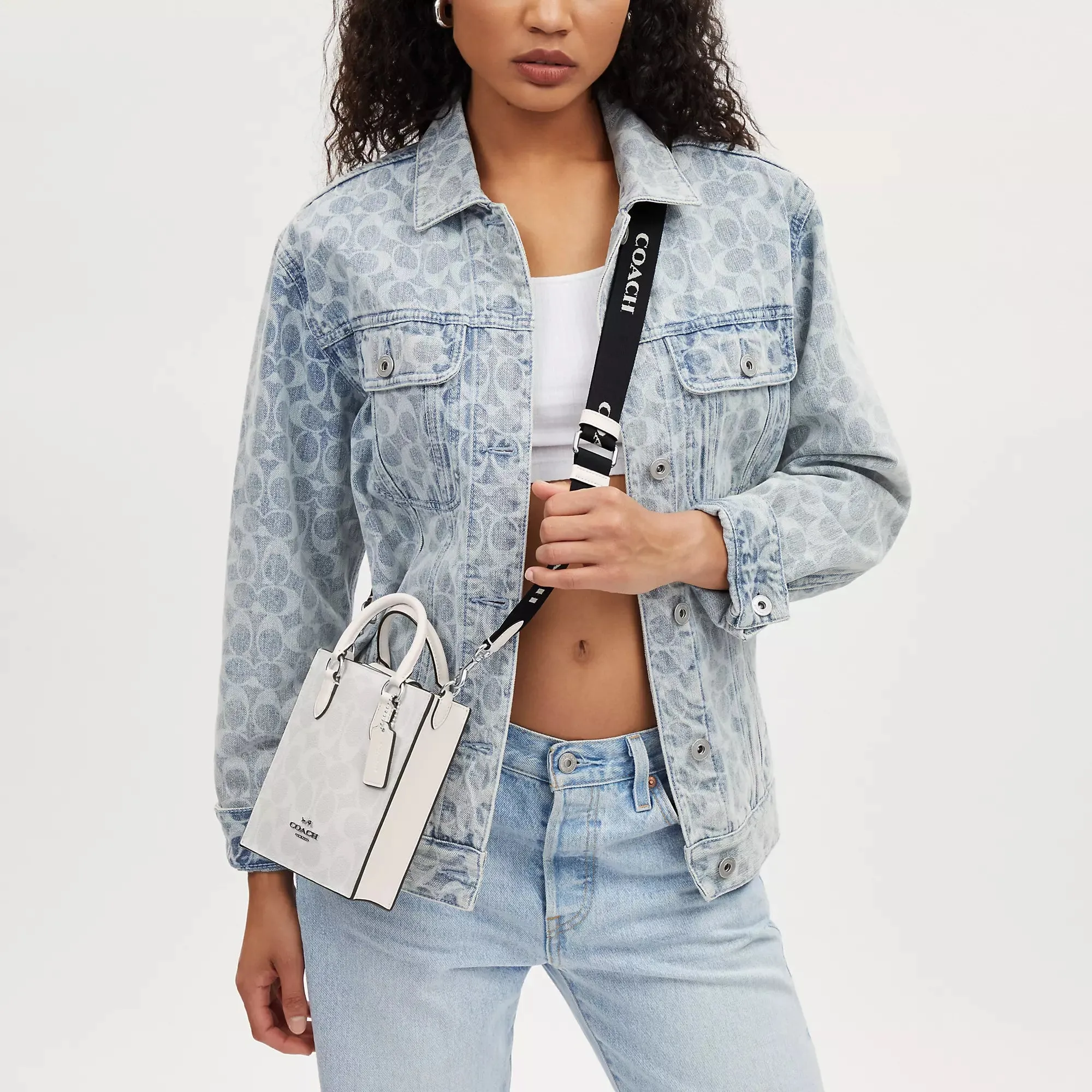 Coach Outlet North South Mini Tote In Signature Canvas