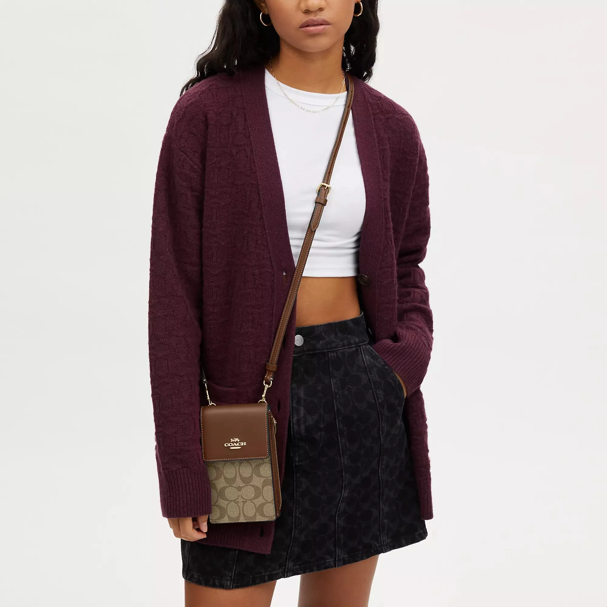 Coach Outlet North South Phone Crossbody In Signature Canvas