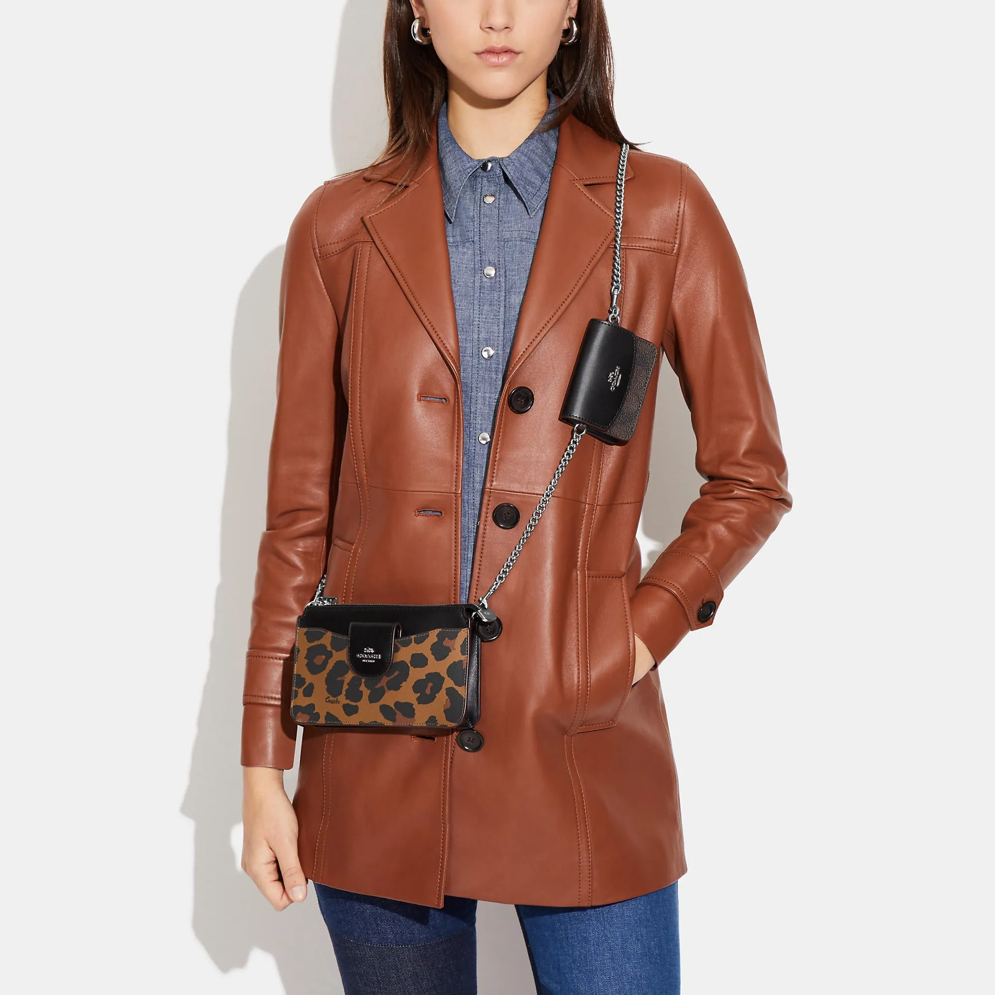 Coach Outlet Poppy Crossbody With Card Case With Leopard Print And Signature Canvas
