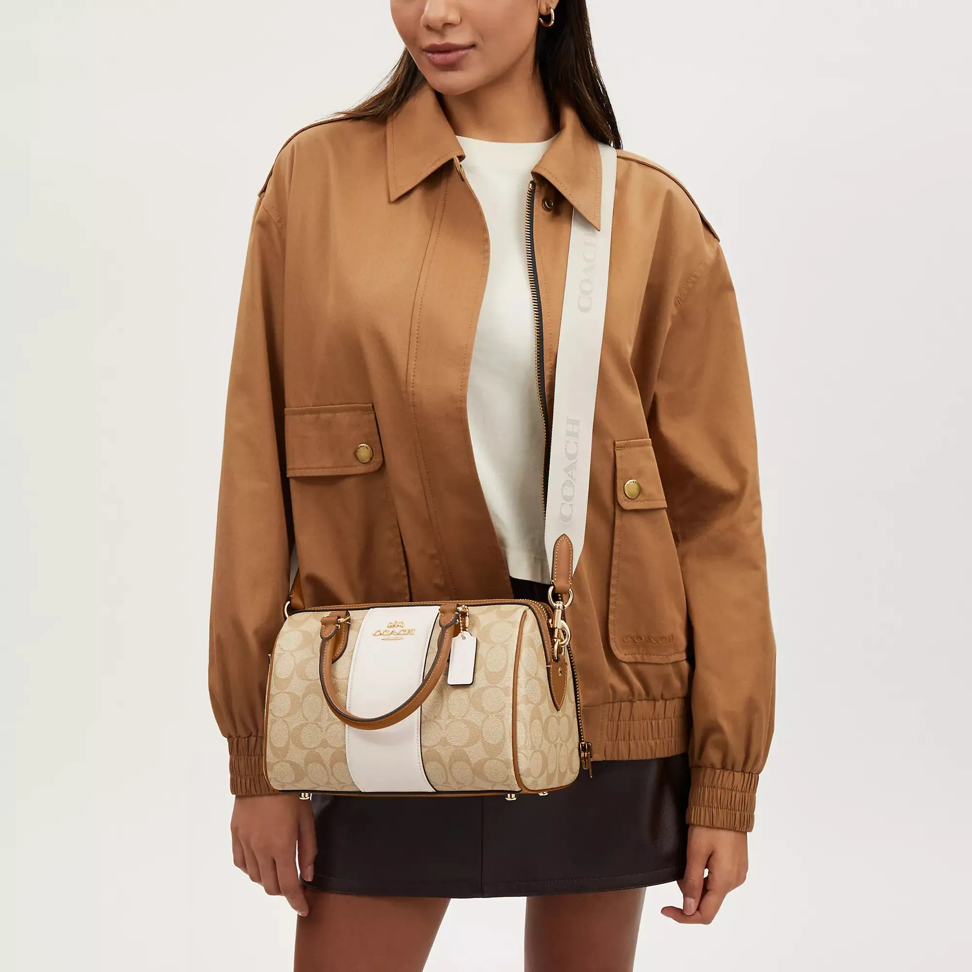Coach Outlet Rowan Satchel In Signature Canvas With Stripe
