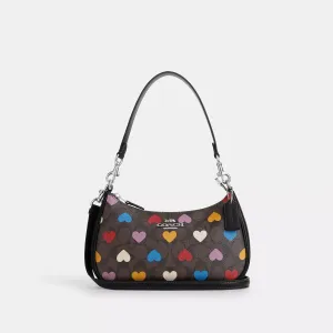 Coach Outlet Teri Shoulder Bag In Signature Canvas With Heart Print