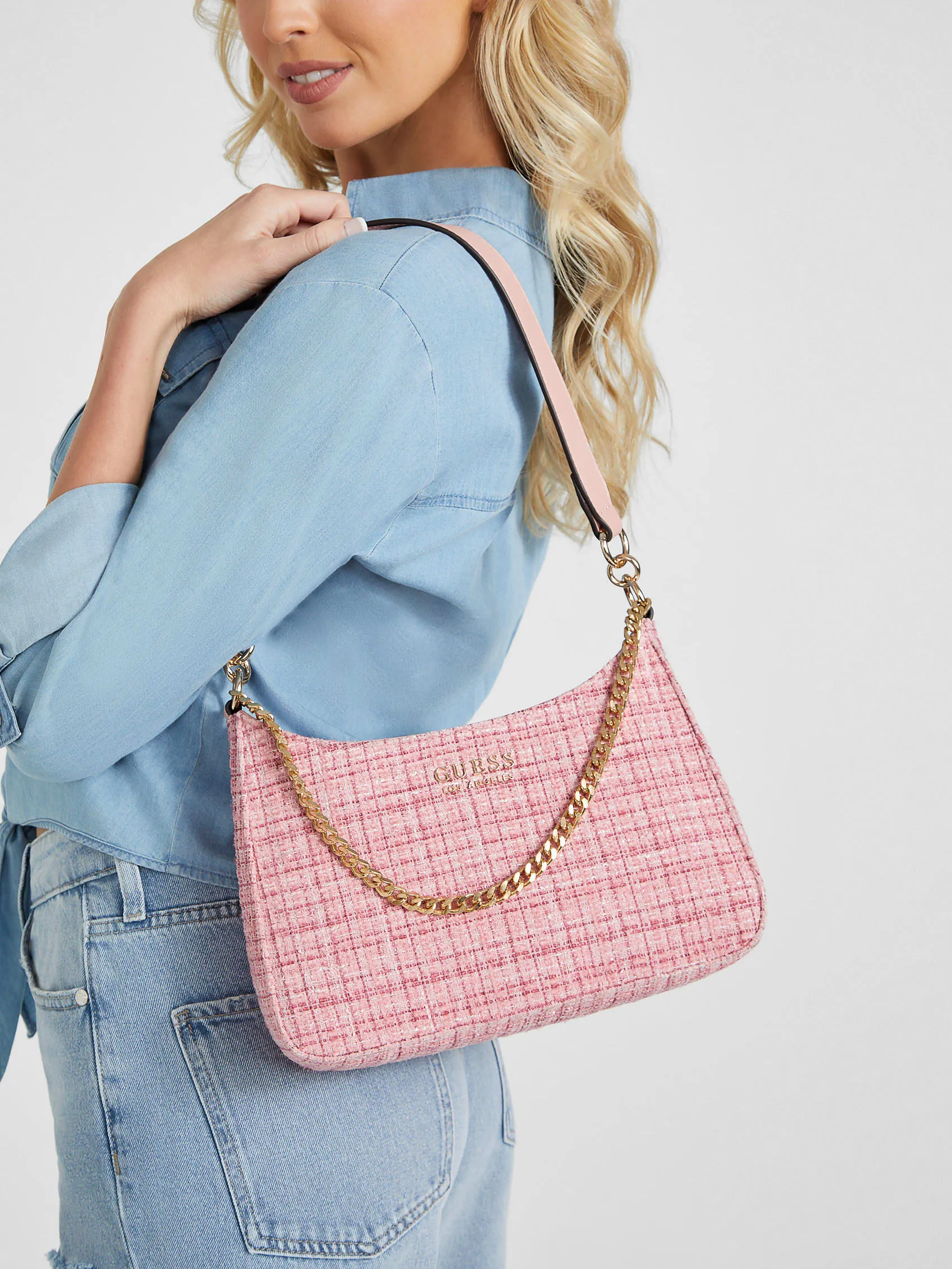 Curtin Top-Zip Tweed Shoulder Bag