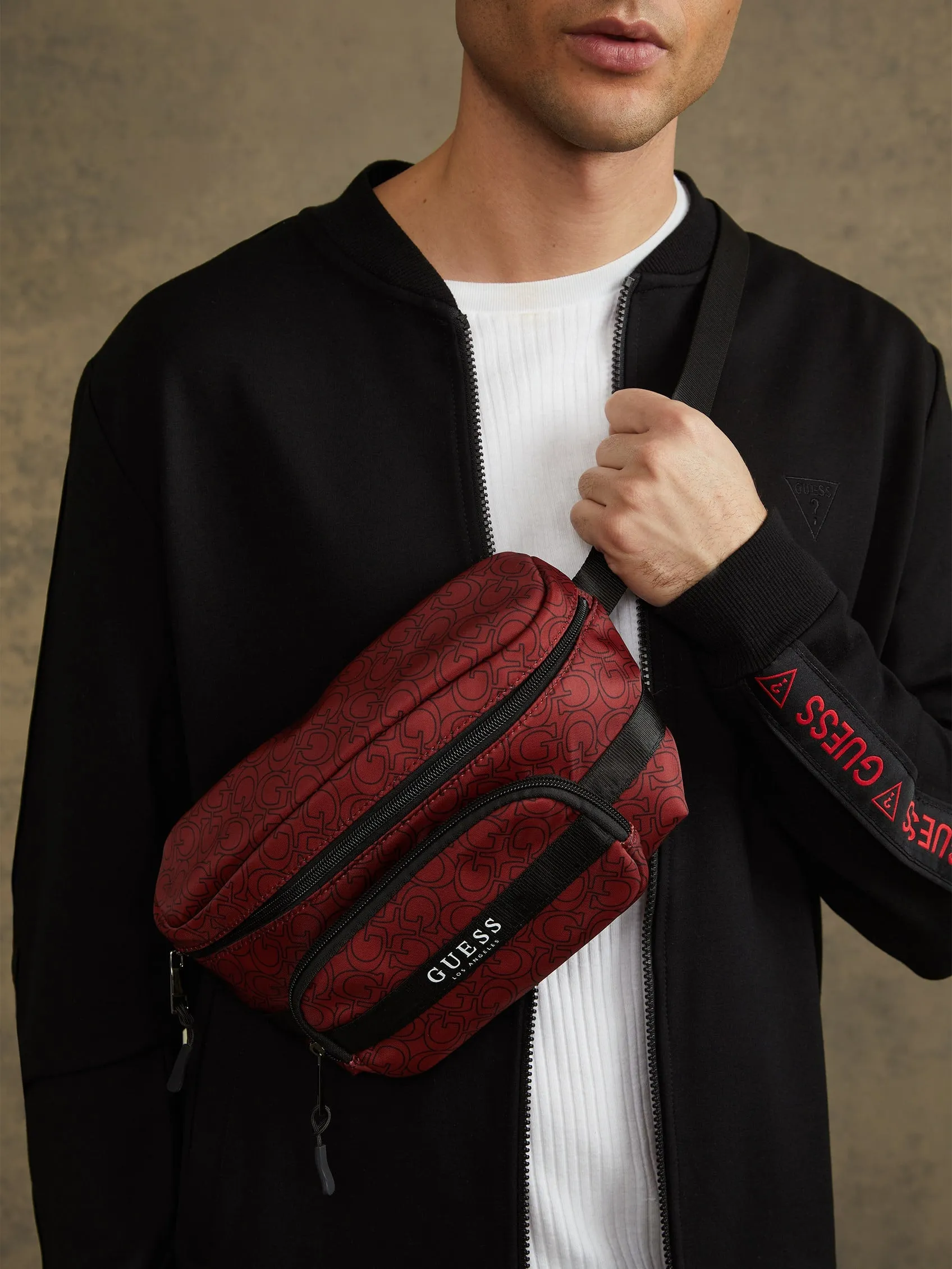 Cutout Logo Print Sling Bag