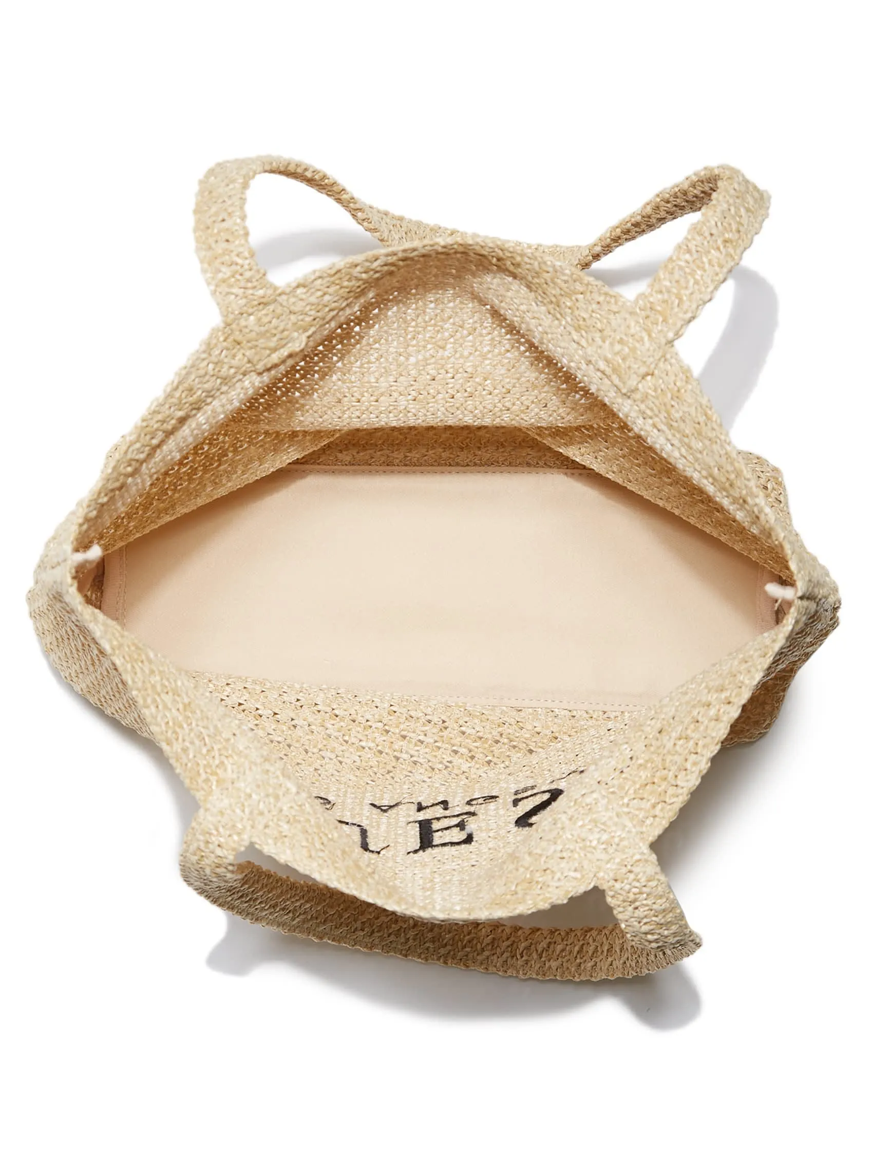 Embroidered Logo Woven Straw Tote