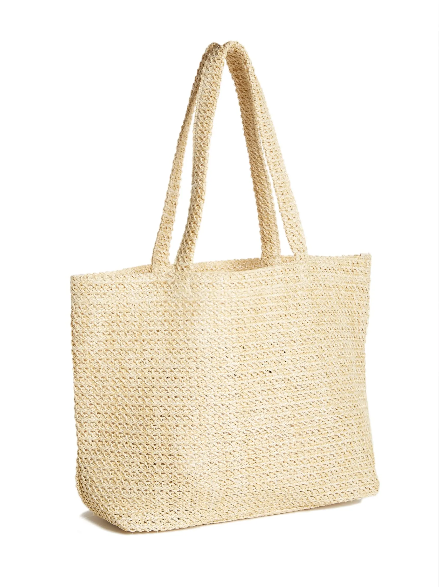 Embroidered Logo Woven Straw Tote