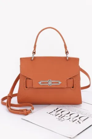 FASHNZFAB Women's Faux Leather Top Handle Flap Bag