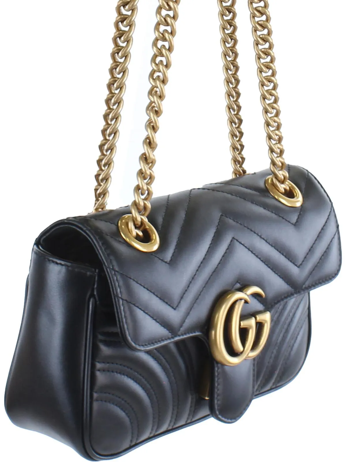 GG Marmont Womens Leather Chevron Shoulder Handbag