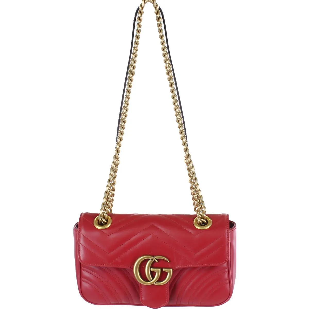 GG Marmont Womens Leather Chevron Shoulder Handbag