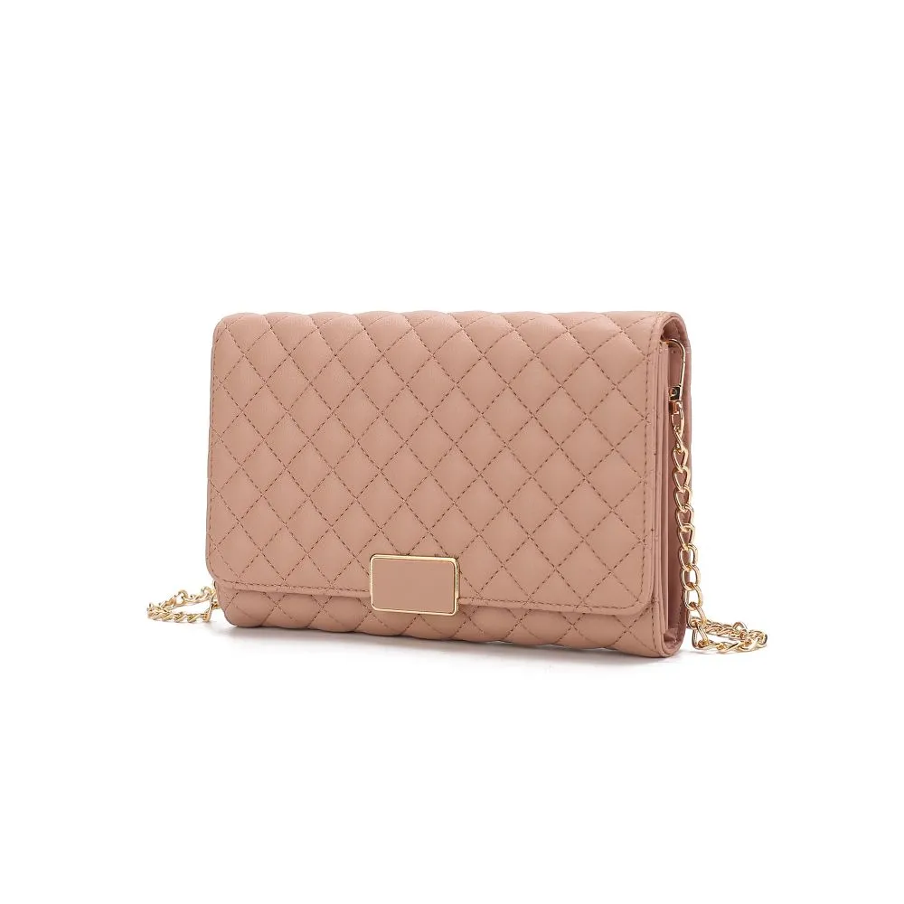 Gretchen Quilted Vegan Leather Women’s Envelope Clutch Crossbody