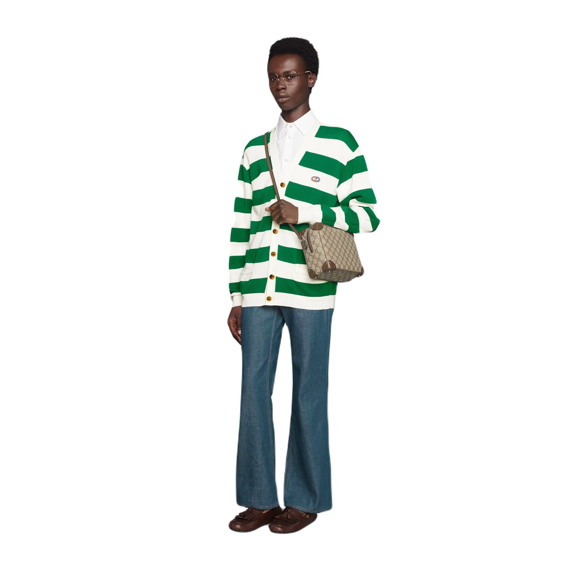 Gucci Gg Crossbody Bag With Leather Details