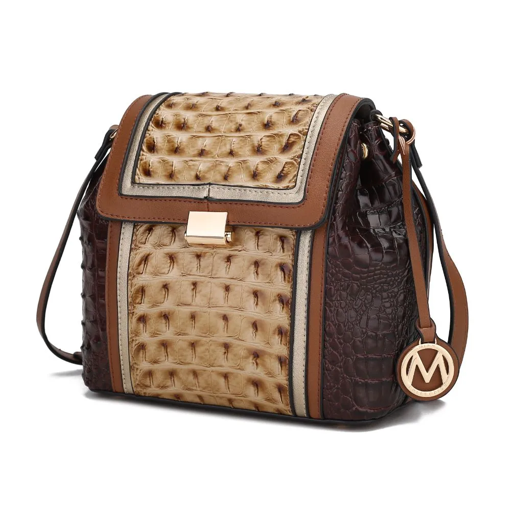 Jamilah Vegan Leather Croco Crossbody Handbag