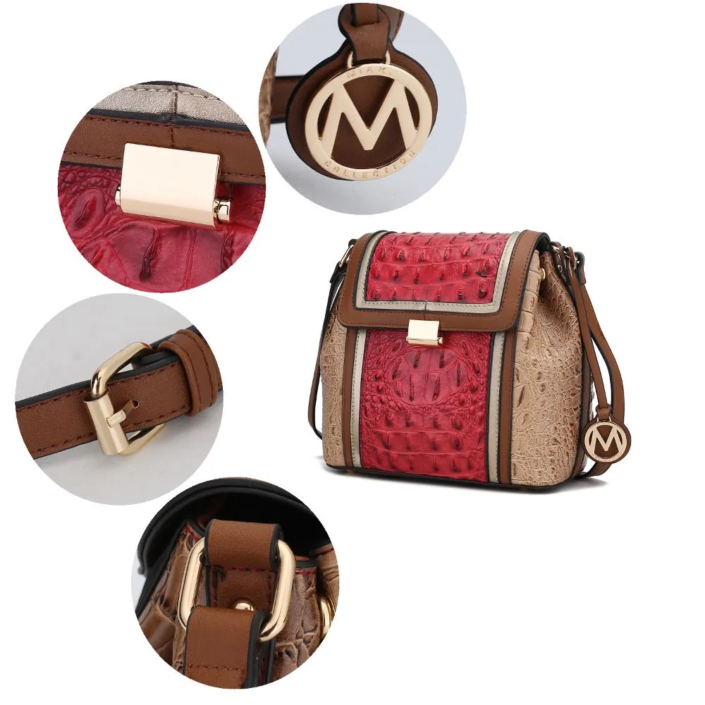 Jamilah Vegan Leather Croco Crossbody Handbag