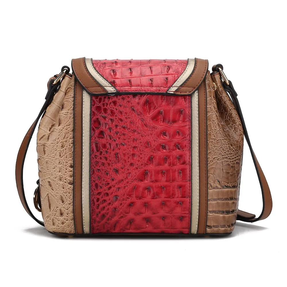 Jamilah Vegan Leather Croco Crossbody Handbag