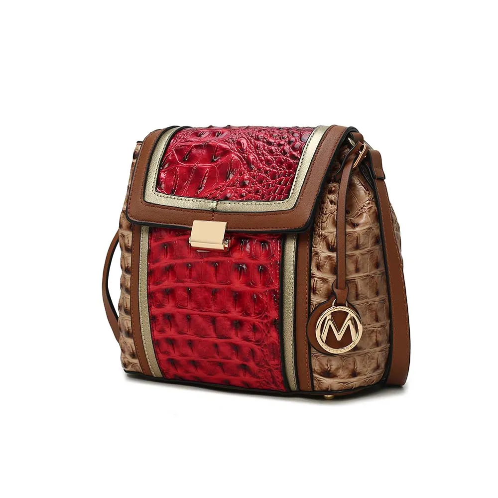 Jamilah Vegan Leather Croco Crossbody Handbag