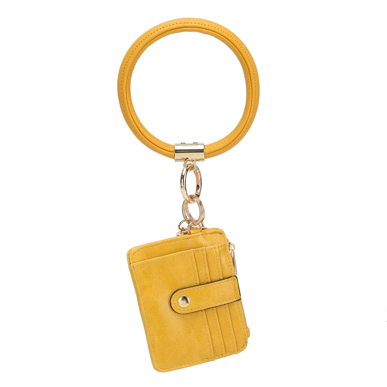 Jordyn Vegan Leather Bracelet Keychain with a Credit Card Holder