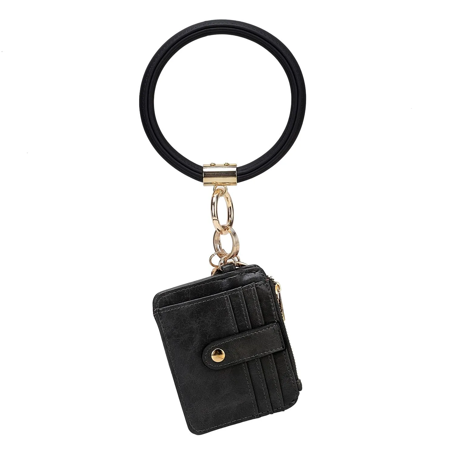 Jordyn Vegan Leather Bracelet Keychain with a Credit Card Holder