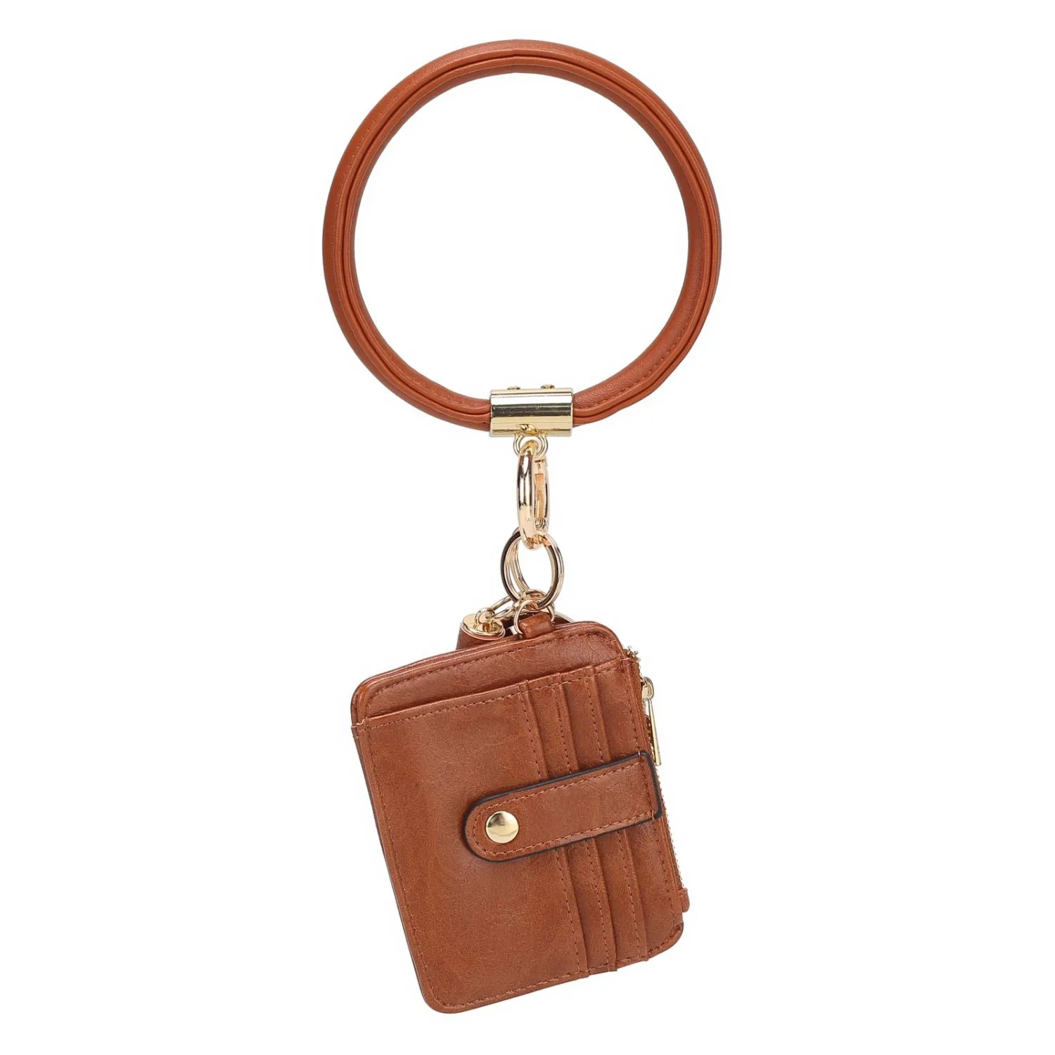 Jordyn Vegan Leather Bracelet Keychain with a Credit Card Holder