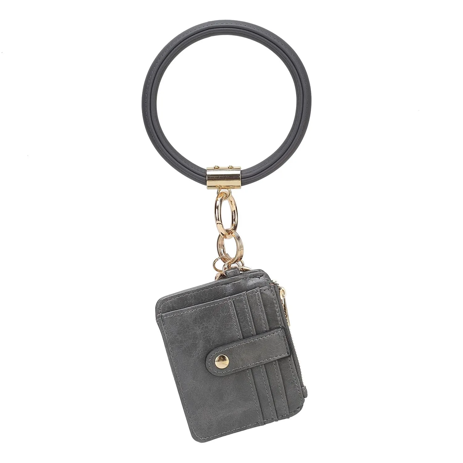 Jordyn Vegan Leather Bracelet Keychain with a Credit Card Holder