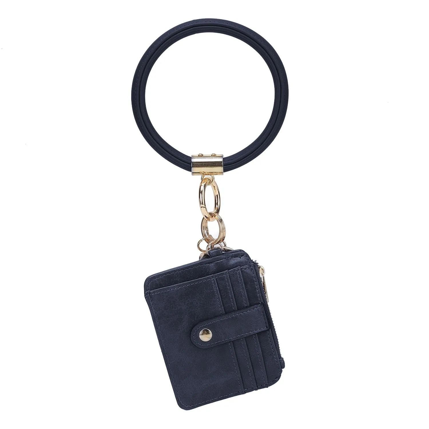 Jordyn Vegan Leather Bracelet Keychain with a Credit Card Holder