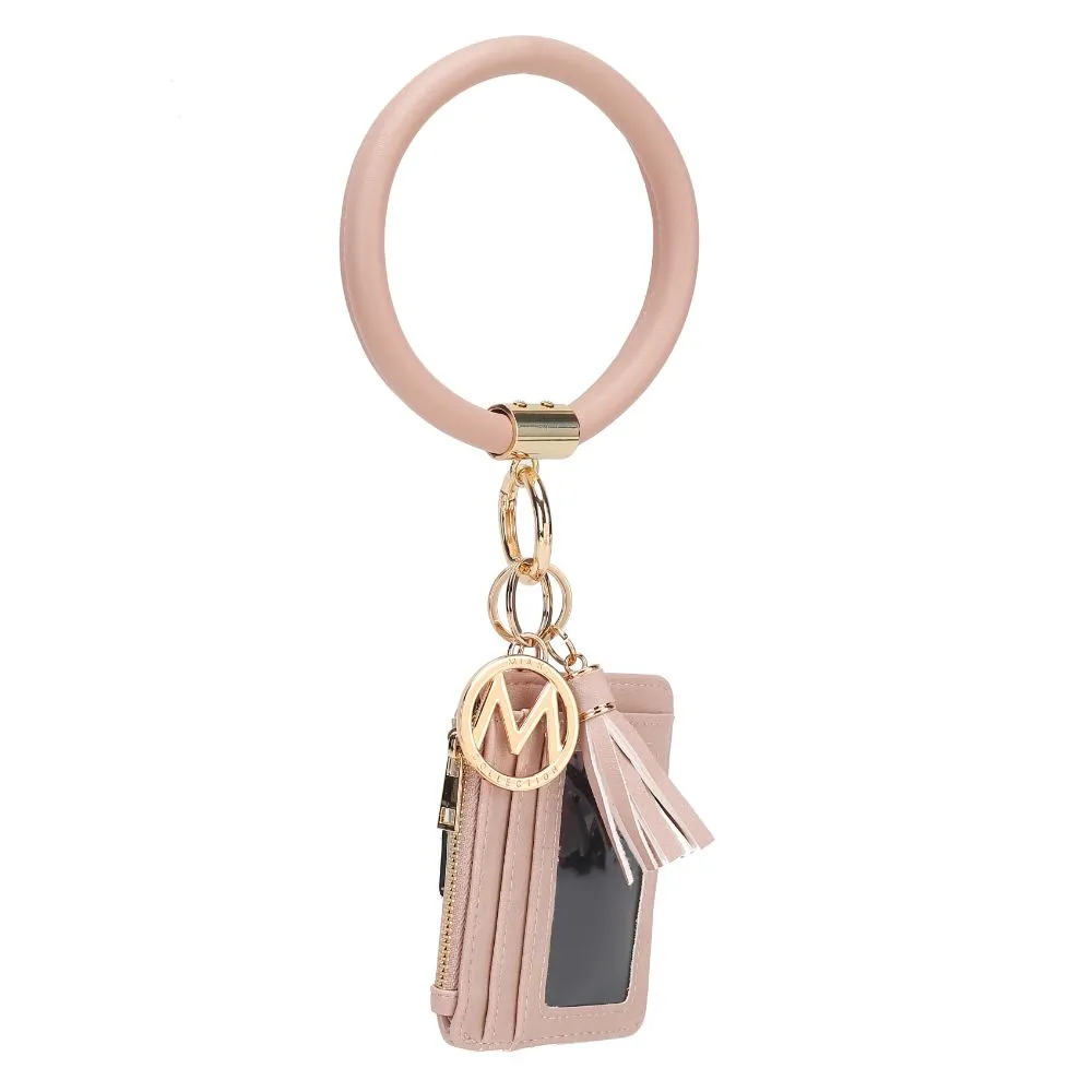 Jordyn Vegan Leather Bracelet Keychain with a Credit Card Holder