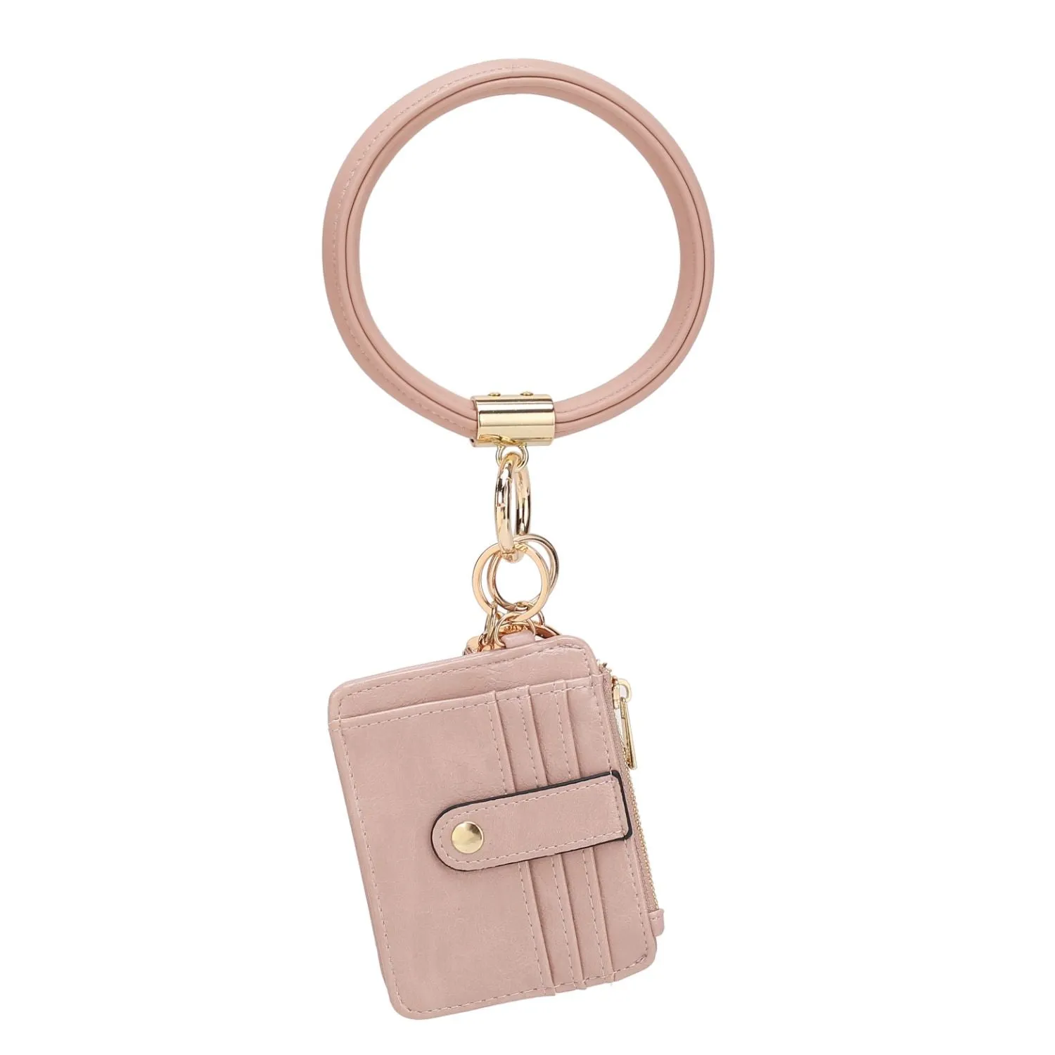 Jordyn Vegan Leather Bracelet Keychain with a Credit Card Holder