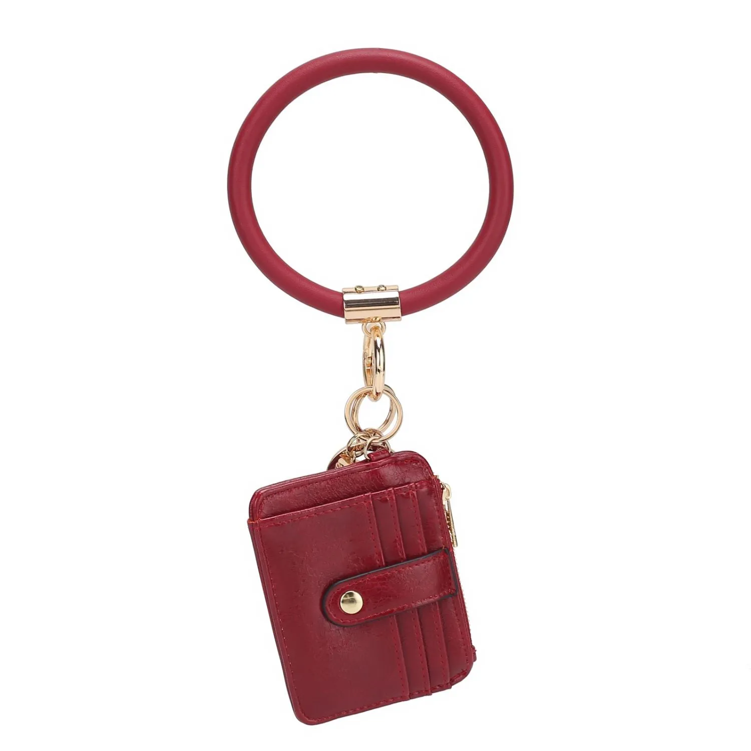 Jordyn Vegan Leather Bracelet Keychain with a Credit Card Holder